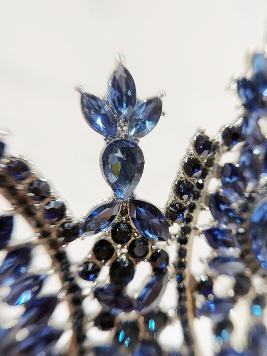 Royal blue crystal crown, silver tiara, beauty pageant crown, bridal headpiece main image 5